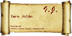 Imre Jolán névjegykártya